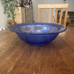 Hazel-Atlas Royal Lace Cobalt Blue Depression Glass 10” Serving Bowl – 1930s